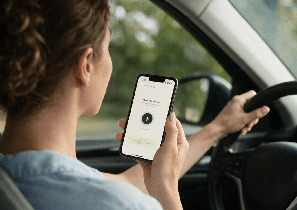 Speaking an expense into TrackFi with voice logging