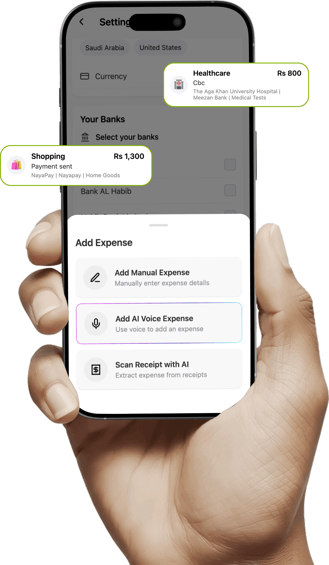 TrackFi expense tracker app setup walkthrough